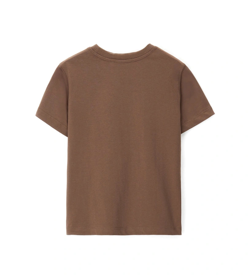 Παιδικό κοντομάνικο T-shirt για αγόρι σε γήινο καφέ χρώμα από 100% βαμβάκι.