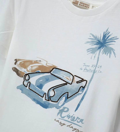 Παιδικό T-shirt για αγόρι σε λευκή απόχρωση με διακριτικό κέντημα στο στήθος.
