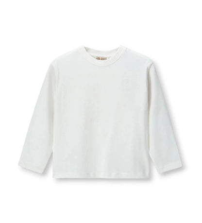 Παιδικό T-shirt για αγόρι μακρυμάνικο oversized σε λευκό χρώμα με μοντέρνο τύπωμα.