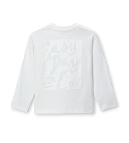 Η πίσω όψη του μακρυμάνικου oversized T-shirt Original Marines σε λευκό χρώμα.