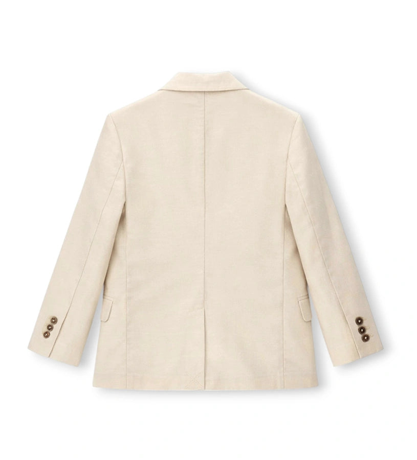 Παιδικό σταυρωτό σακάκι για αγόρι σε εκρού χρώμα από λινό και βαμβάκι Original Marines.