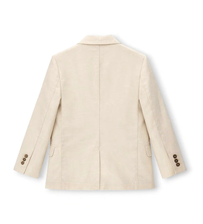 Παιδικό σταυρωτό σακάκι για αγόρι σε εκρού χρώμα από λινό και βαμβάκι Original Marines.