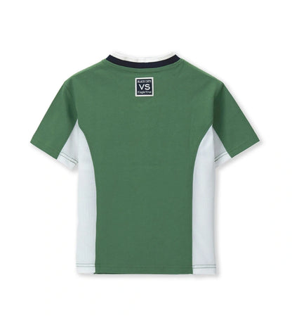 Παιδικό πράσινο T-shirt για αγόρι 5-14 ετών με mesh λεπτομέρειες και sporty σχέδιο Original Marines.