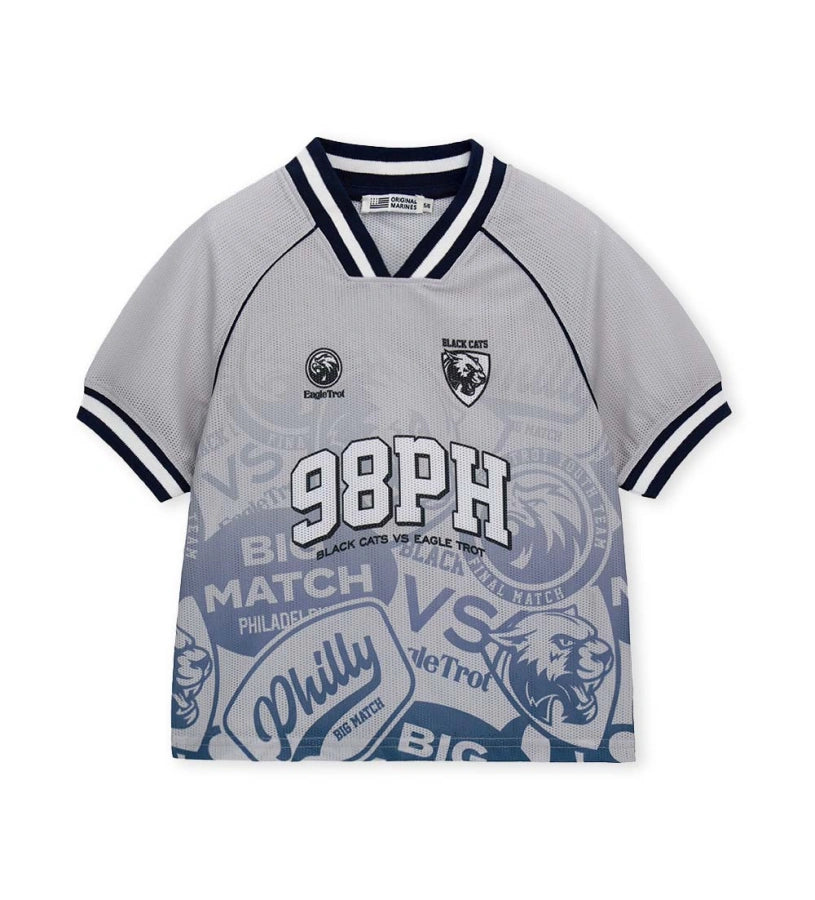 Παιδικό αθλητικό T-shirt για αγόρι 5-14 ετών με allover print και γιακά Original Marines.