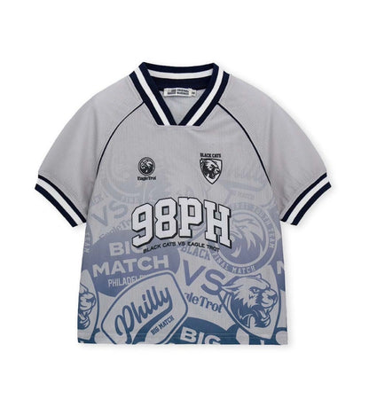 Παιδικό αθλητικό T-shirt για αγόρι 5-14 ετών με allover print και γιακά Original Marines.