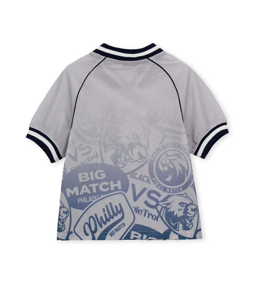 Παιδικό αθλητικό T-shirt για αγόρι 5-14 ετών με allover print και γιακά Original Marines.