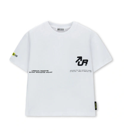 Παιδικό oversized T-shirt για αγόρι 7-14 ετών σε λευκό χρώμα με σχέδια Original Marines.