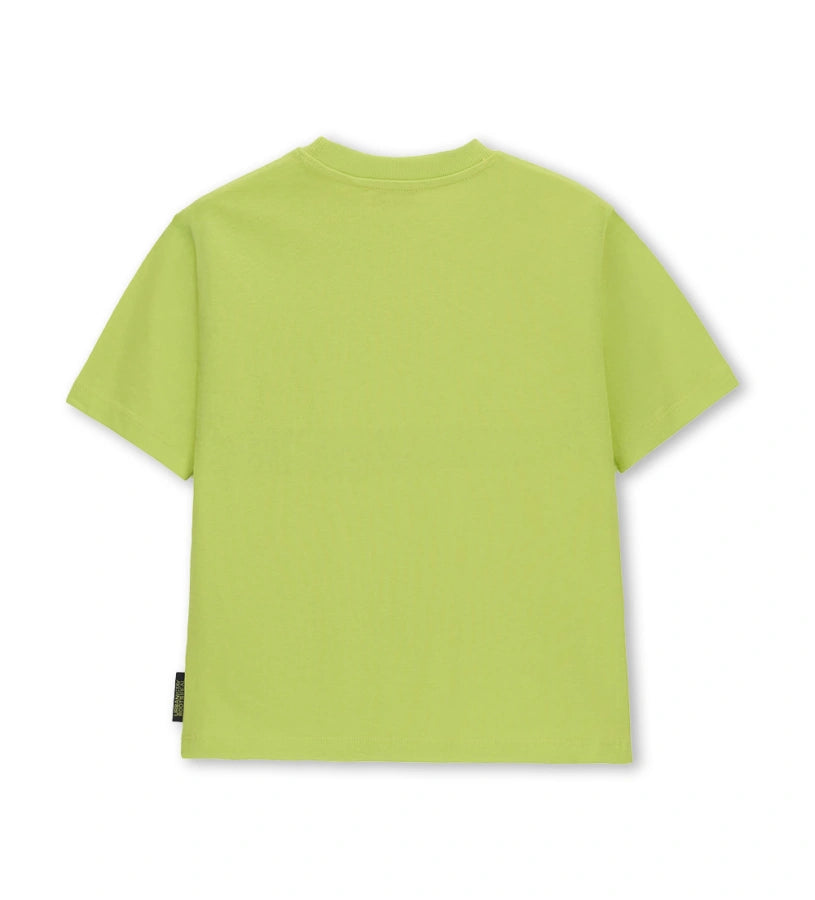 Παιδικό κίτρινο βαμβακερό T-shirt για αγόρι με oversized γραμμή και bold prints Original Marines.
