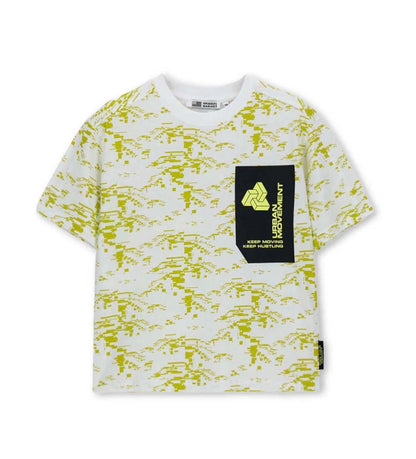 Παιδικό λευκό T-shirt για αγόρι 7-14 ετών με oversized γραμμή Original Marines.