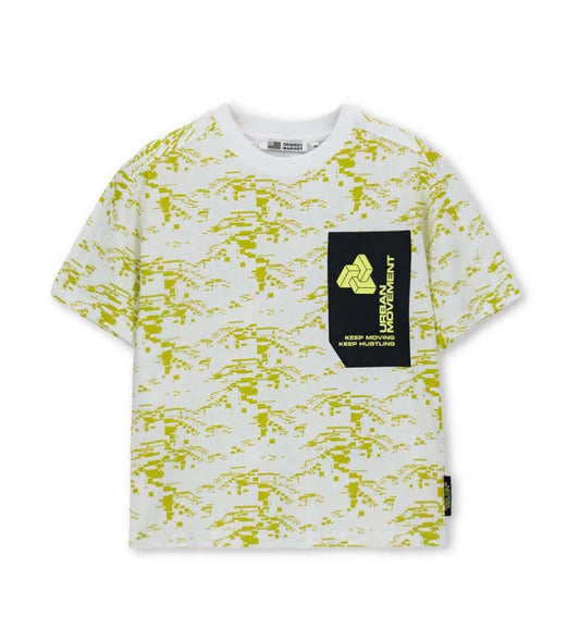 Παιδικό λευκό T-shirt για αγόρι 7-14 ετών με oversized γραμμή Original Marines.