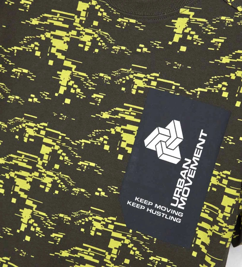 Παιδικό σκούρο καφέ T-shirt για αγόρι 7-14 ετών με oversized γραμμή Original Marines.