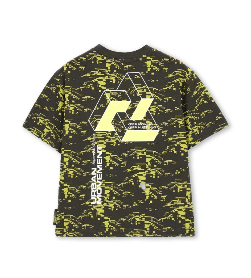Παιδικό σκούρο καφέ T-shirt για αγόρι 7-14 ετών με oversized γραμμή Original Marines.