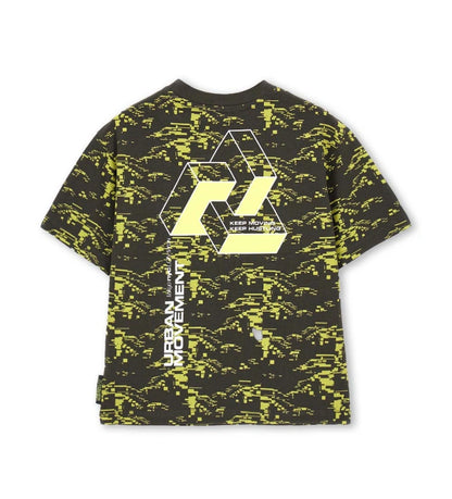 Παιδικό σκούρο καφέ T-shirt για αγόρι 7-14 ετών με oversized γραμμή Original Marines.