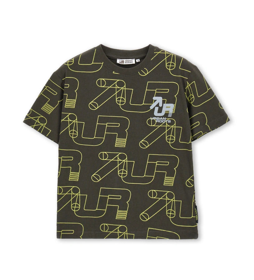 Παιδικό βαμβακερό T-shirt για αγόρι με oversized γραμμή και bold prints Original Marines.
