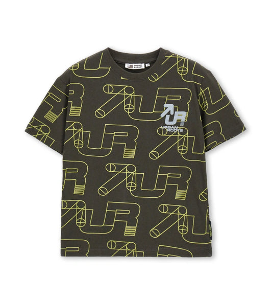 Παιδικό βαμβακερό T-shirt για αγόρι με oversized γραμμή και bold prints Original Marines.