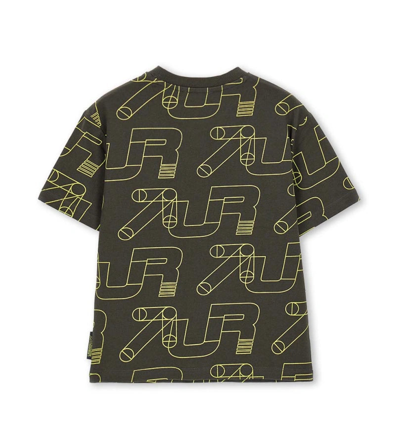 Παιδικό βαμβακερό T-shirt για αγόρι με oversized γραμμή και bold prints Original Marines.