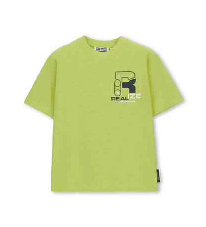 Παιδικό κίτρινο βαμβακερό T-shirt για αγόρι με oversized γραμμή και bold prints Original Marines.