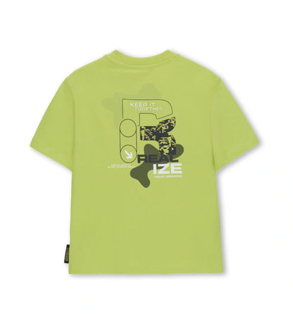 Παιδικό κίτρινο βαμβακερό T-shirt για αγόρι με oversized γραμμή και bold prints Original Marines.