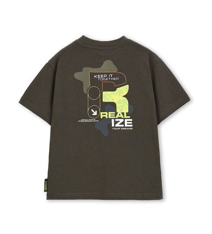 Παιδικό καφέ T-shirt για αγόρια 7-14 ετών με μοντέρνα σχέδια και ριμπ λαιμόκοψη.