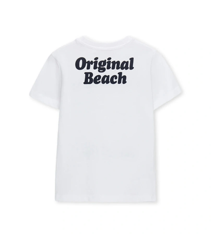 Παιδικό λευκό βαμβακερό T-shirt για αγόρι 5-14 ετών με καλοκαιρινό τύπωμα Original Marines.