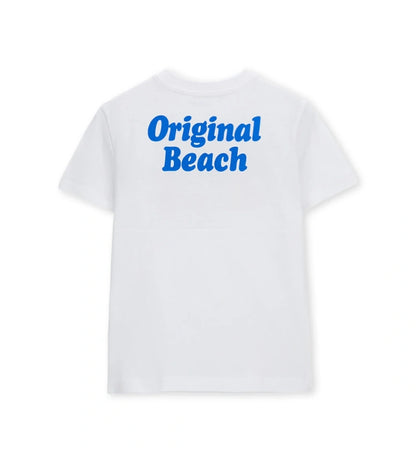 Παιδικό λευκό βαμβακερό T-shirt για αγόρι 5-14 ετών με τύπωμα Surf-Skate Original Marines.