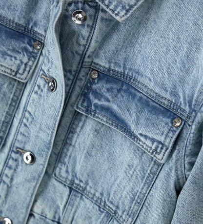 Γαλάζιο τζιν μπουφάν Original Marines κοριτσιού 5–14 ετών με rhinestone λογότυπο και κόσμημα κουμπιά για το σχολείο και casual εξόδους