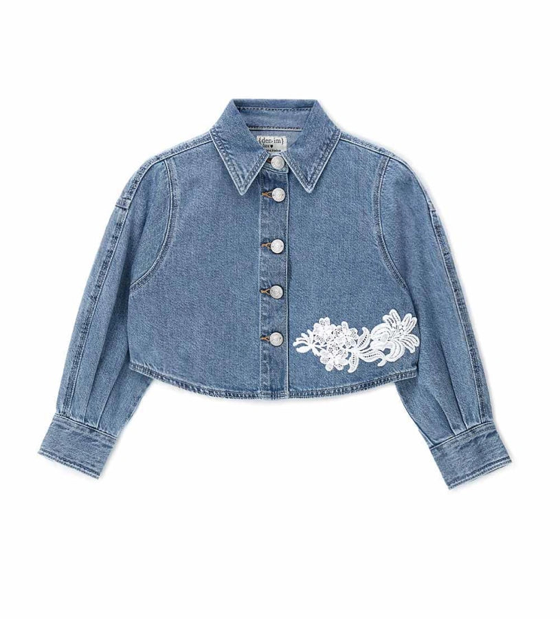 Κοριτσίστικο τζιν πουκάμισο Original Marines με διακοσμητικά κεντήματα και κουμπιά.