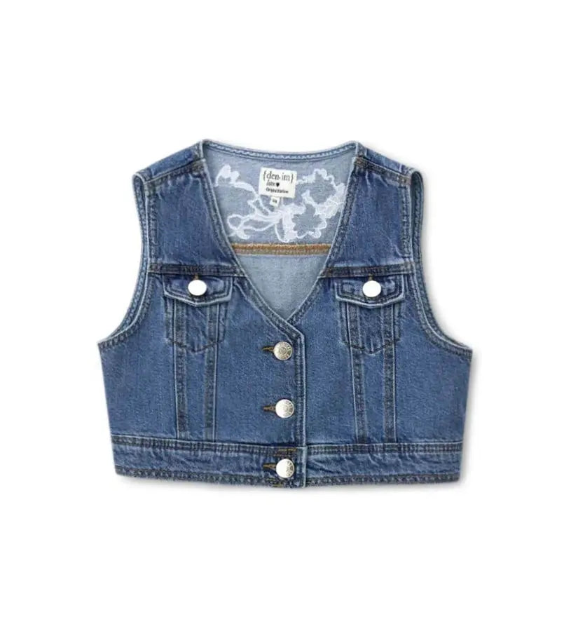 Κοριτσίστικο τζιν γιλέκο Original Marines με κουμπιά και κοντή γραμμή.