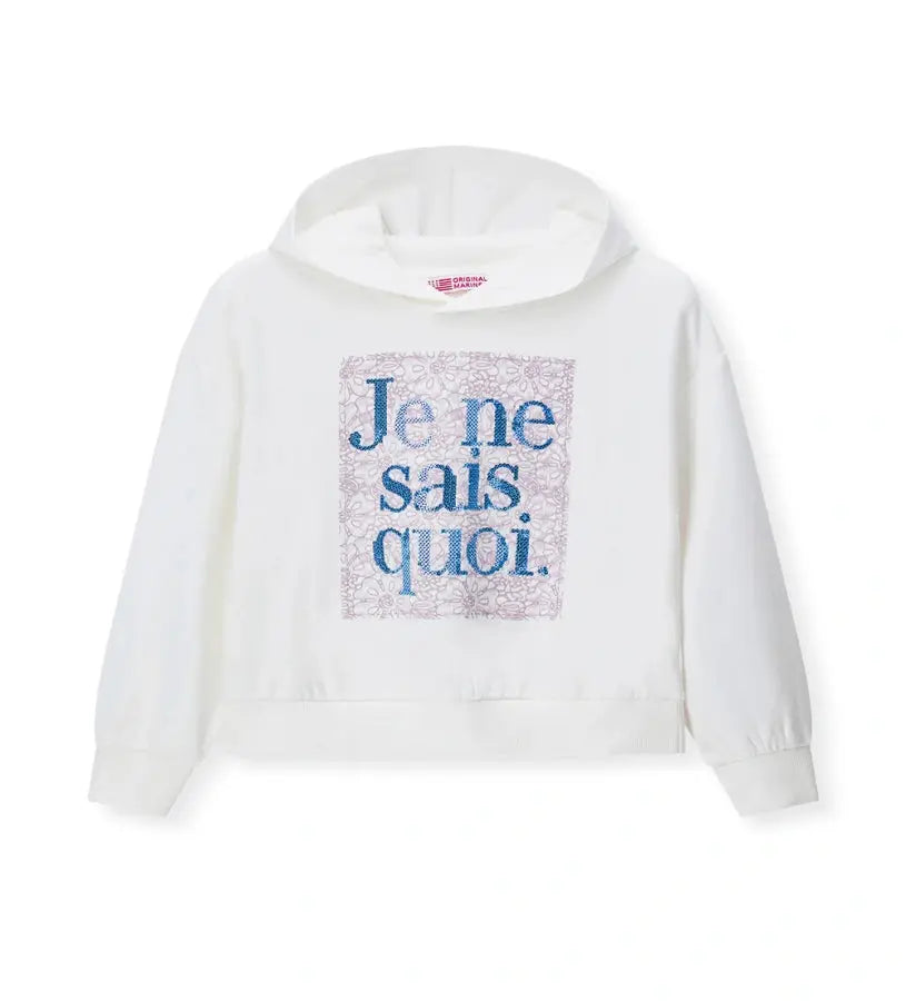 Κοριτσίστικο φούτερ Original Marines με κουκούλα και λαμπερή στάμπα με glitter.