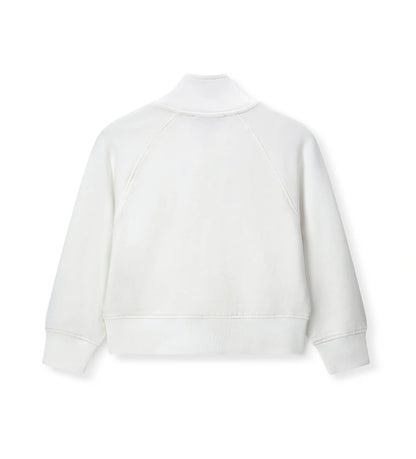 Λευκή βαμβακερή ζακέτα για κορίτσι με φερμουάρ Original Marines, ιδανική για σχολική χρήση.