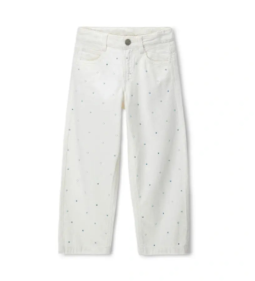 Κοριτσίστικο παντελόνι Barrel Original Marines με αστραφτερά στρας και μοντέρνα γραμμή.