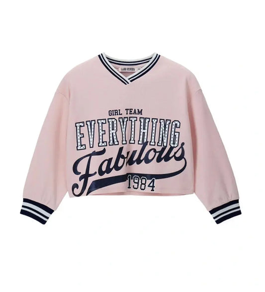 Παιδικό φούτερ για κορίτσι σε cropped γραμμή με τύπωμα από στρας.