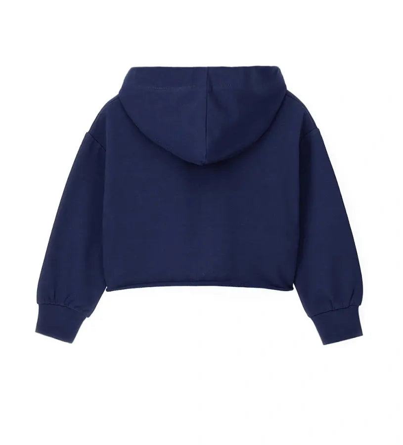 Η πίσω όψη της βαμβακερής ζακέτας cropped με κουκούλα Original Marines.