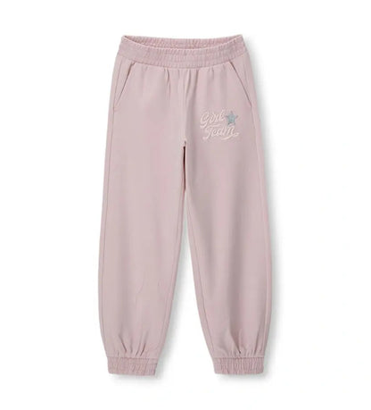 Παιδικό παντελόνι φόρμας για κορίτσι σε ροζ χρώμα με λάστιχο στη μέση.