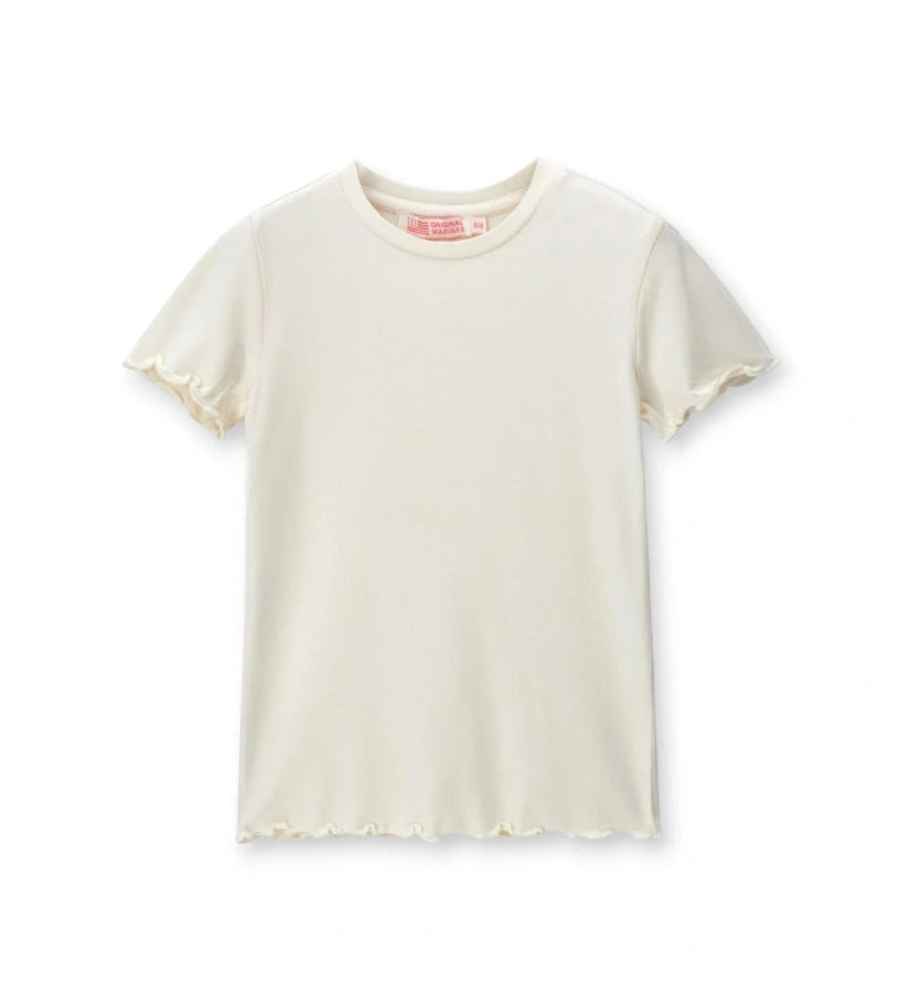 Σετ 2 τεμαχίων παιδικά T-shirts για κορίτσι σε λευκό χρώμα με ριμπ ύφανση.