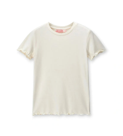 Σετ 2 τεμαχίων παιδικά T-shirts για κορίτσι σε λευκό χρώμα με ριμπ ύφανση.