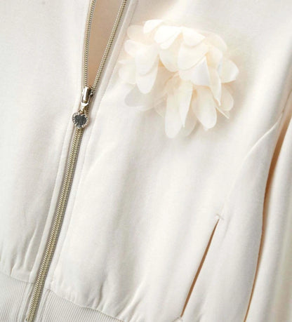 Παιδική ζακέτα φούτερ για κορίτσι σε λευκό χρώμα με λουλούδι από τούλι Original Marines.