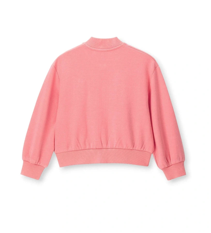 Παιδική ζακέτα φούτερ για κορίτσι σε ροζ χρώμα με λουλούδι από τούλι Original Marines.