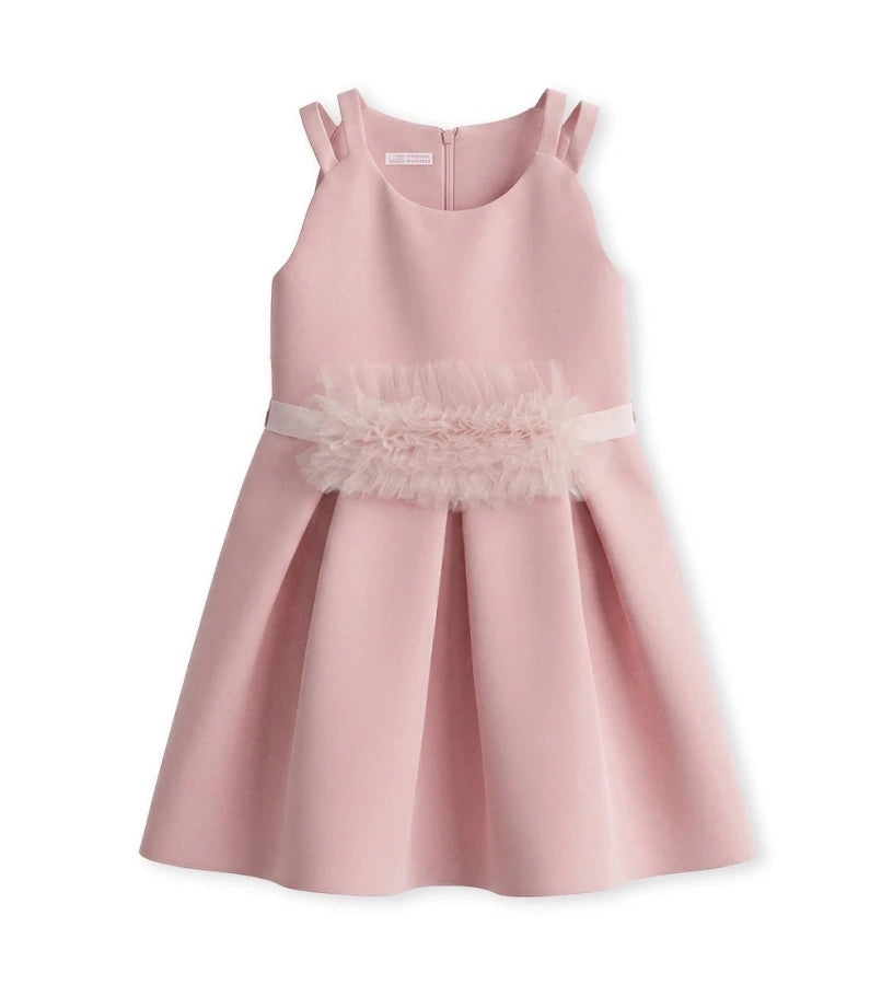 Παιδικό αμάνικο φόρεμα για κορίτσι 5-12 ετών σατινέ με τούλι και ζώνη Original Marines.