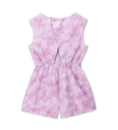 Παιδικό λινό playsuit για κορίτσι 7-14 ετών με μπλε διακοσμητικό τύπωμα Original Marines.
