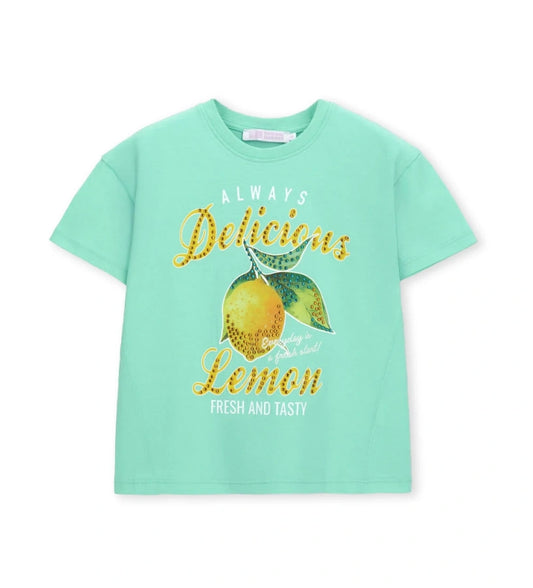 Παιδικό πράσινο βαμβακερό T-shirt για κορίτσι με λαμπερό σχέδιο από στρας Original Marines.