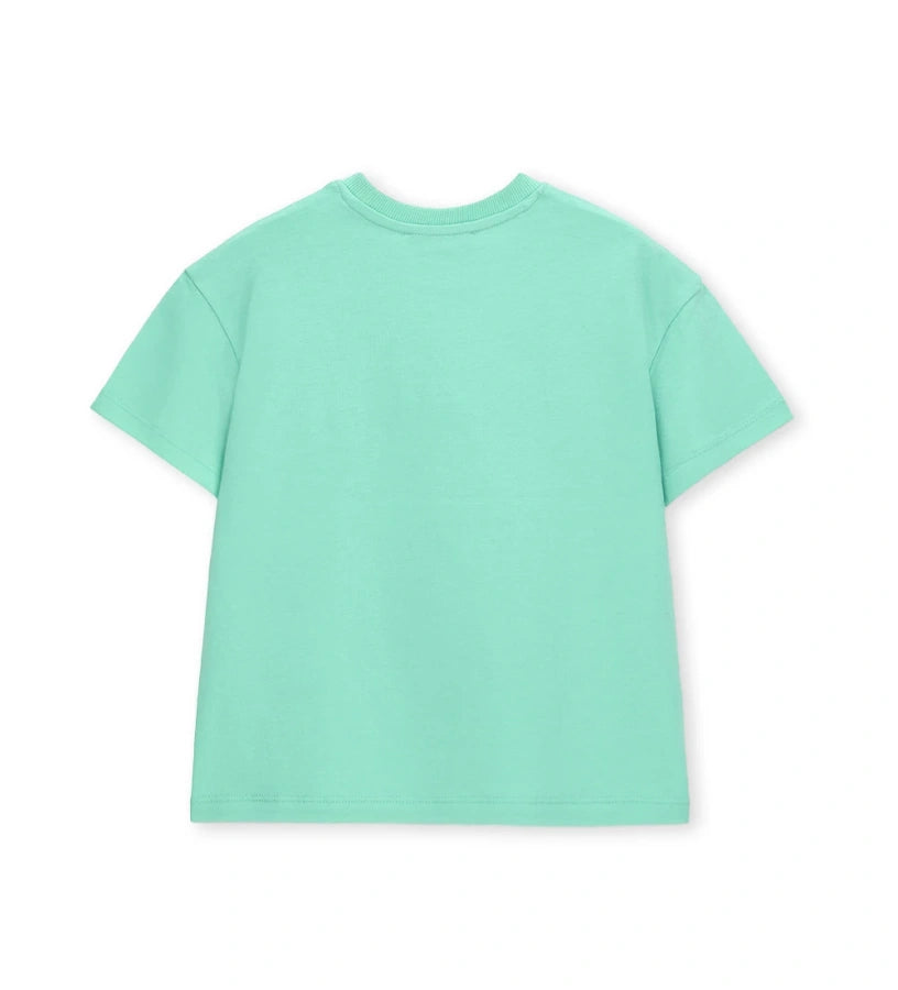 Παιδικό πράσινο βαμβακερό T-shirt για κορίτσι με λαμπερό σχέδιο από στρας Original Marines.