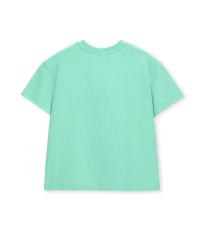 Παιδικό πράσινο βαμβακερό T-shirt για κορίτσι με λαμπερό σχέδιο από στρας Original Marines.