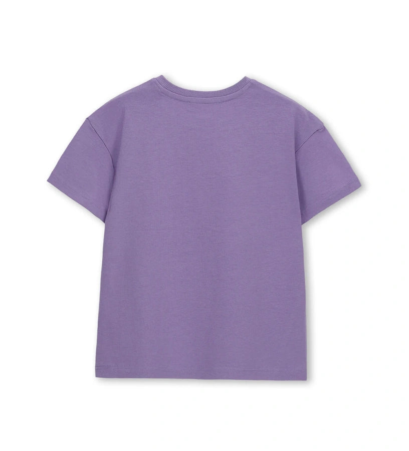 Παιδικό μωβ βαμβακερό T-shirt για κορίτσι με λαμπερό σχέδιο από στρας Original Marines.