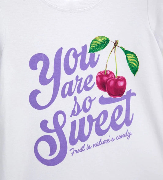 Παιδικό λευκό stretch βαμβακερό T-shirt για κορίτσι με μωβ στάμπα Original Marines.