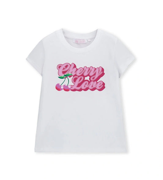 Παιδικό λευκό stretch βαμβακερό T-shirt για κορίτσι με ροζ στάμπα Original Marines.