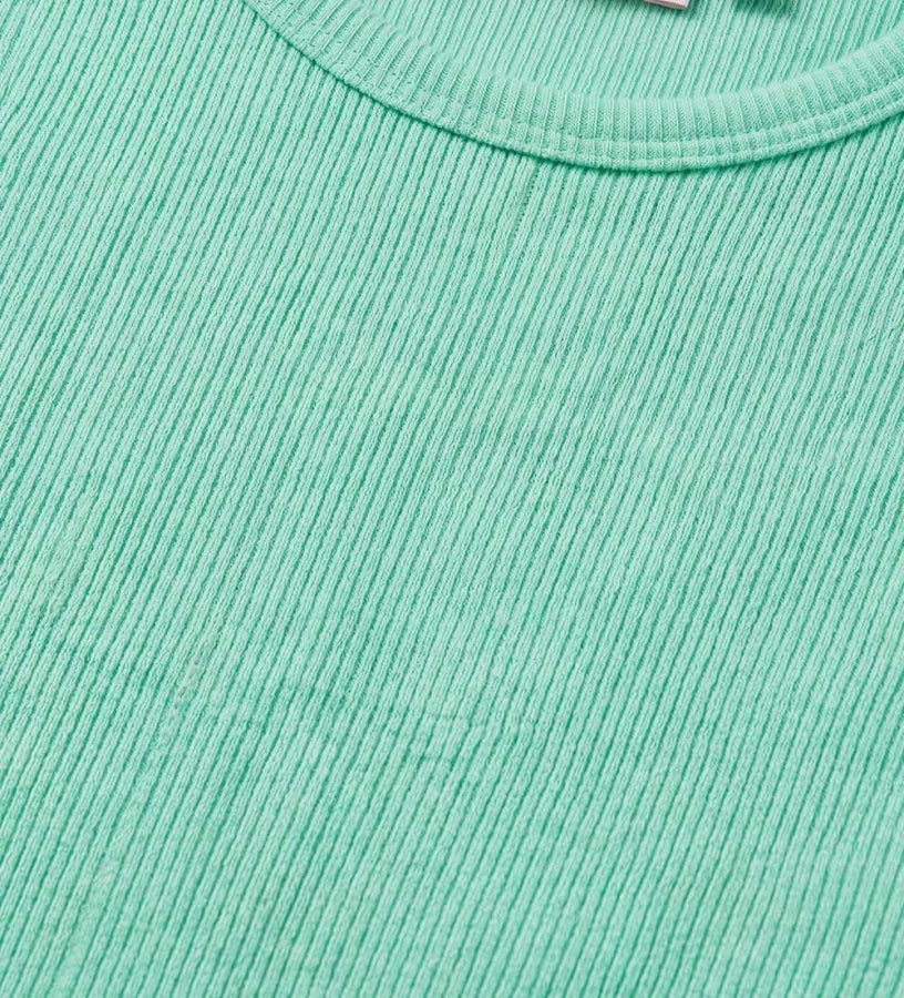 Παιδικό πράσινο ριμπ T-shirt για κορίτσι με σούρα στο τελείωμα Original Marines.