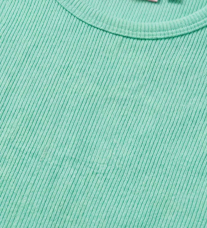 Παιδικό πράσινο ριμπ T-shirt για κορίτσι με σούρα στο τελείωμα Original Marines.