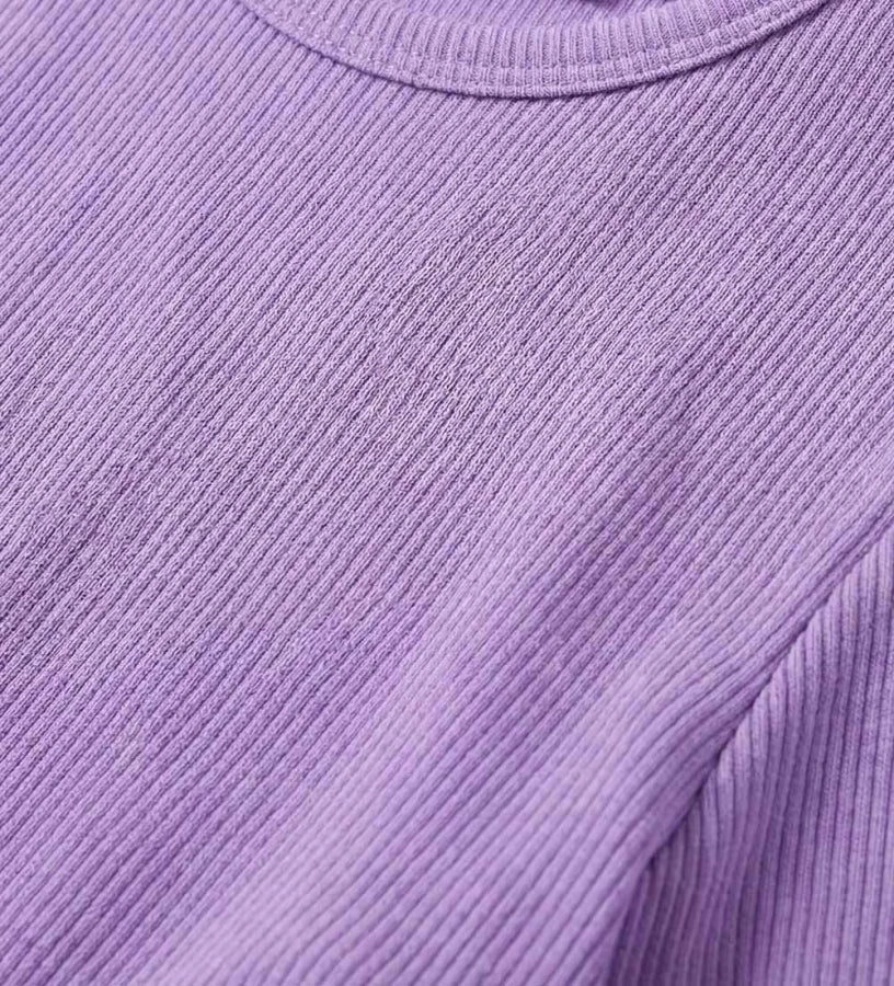 Παιδικό μοβ ριμπ T-shirt για κορίτσι με σούρα στο τελείωμα Original Marines.