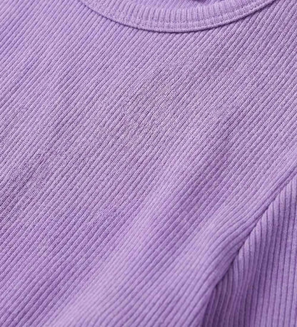 Παιδικό μοβ ριμπ T-shirt για κορίτσι με σούρα στο τελείωμα Original Marines.
